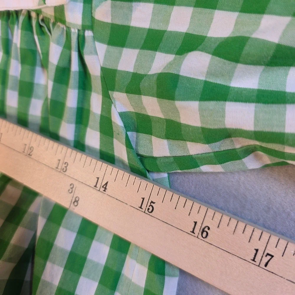 Delaney Girls Green White Gingham Check Long Sleeve Dress Peter Pan Collar 4T